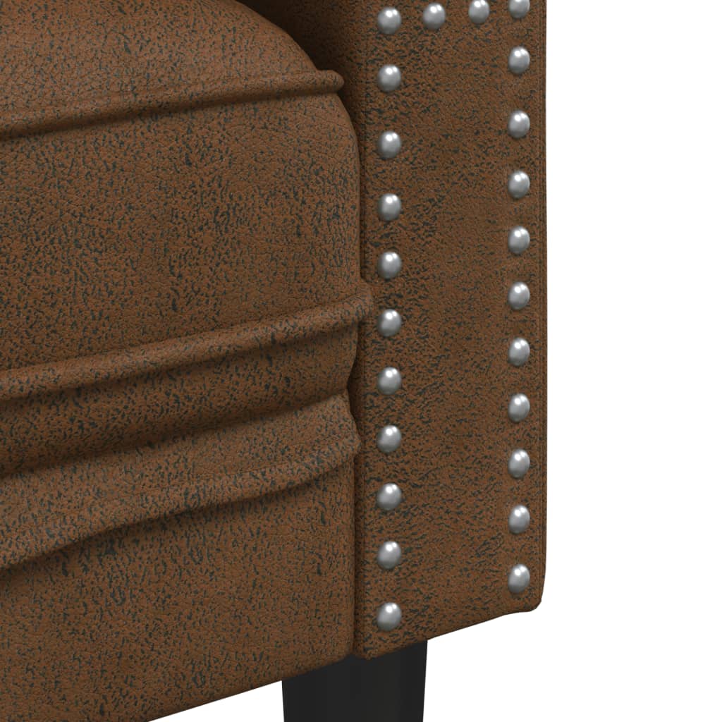 Driezitsbank Chesterfield-stijl met bolsters kunstsuède bruin is nu te koop bij PeponiXL, paradijselijk wonen!