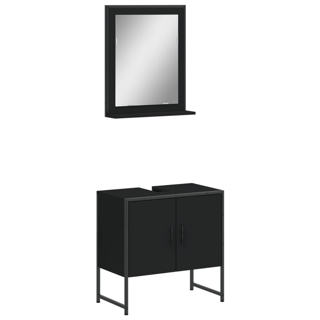 2-delige Badkamermeubelset bewerkt hout zwart is nu te koop bij PeponiXL, paradijselijk wonen!