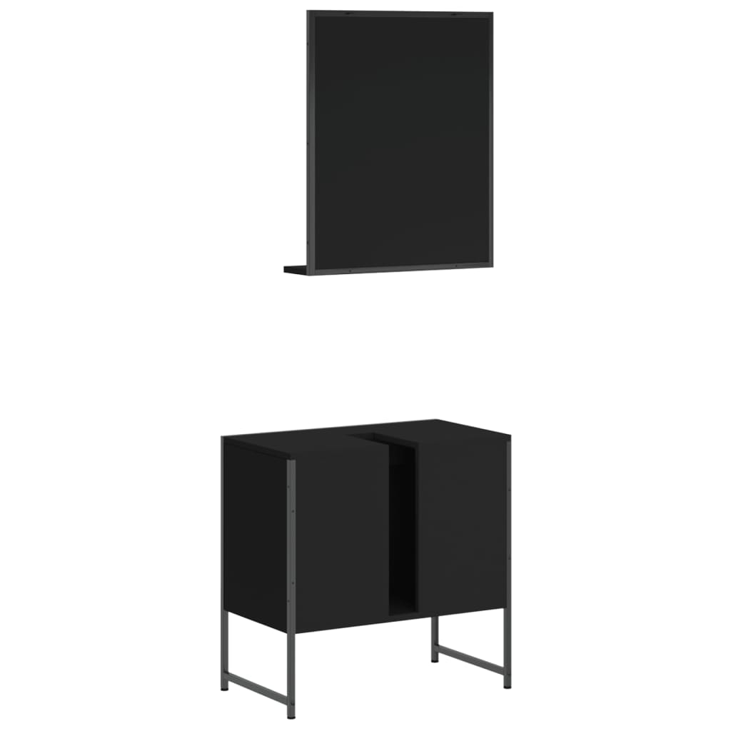 2-delige Badkamermeubelset bewerkt hout zwart is nu te koop bij PeponiXL, paradijselijk wonen!