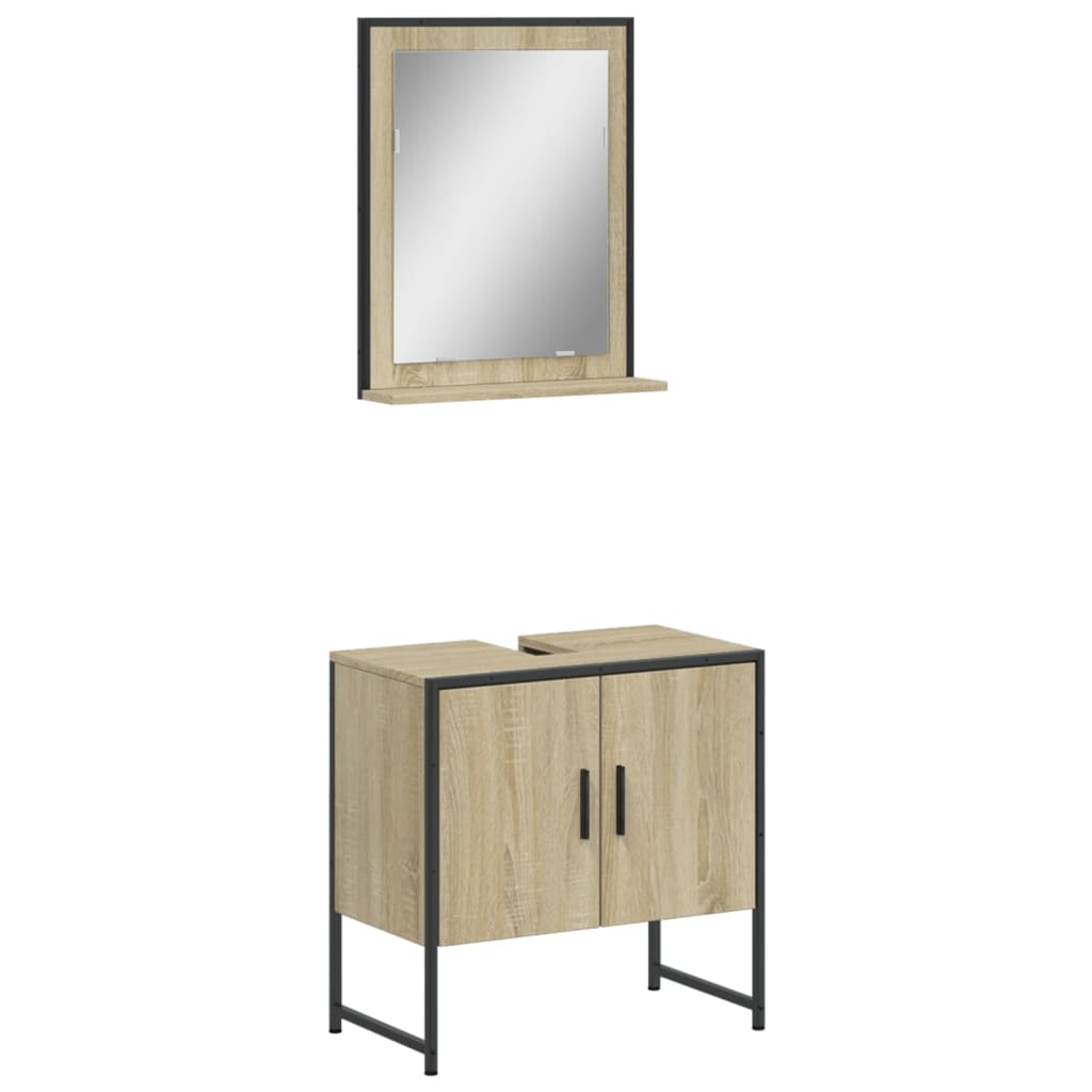 2-delige Badkamerkastenset bewerkt hout sonoma eikenkleurig is nu te koop bij PeponiXL, paradijselijk wonen!