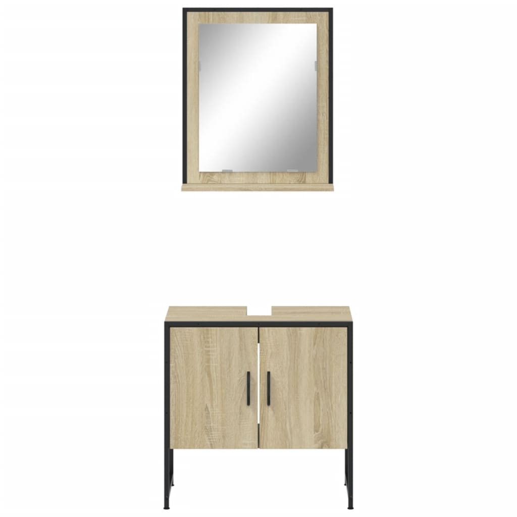 2-delige Badkamerkastenset bewerkt hout sonoma eikenkleurig is nu te koop bij PeponiXL, paradijselijk wonen!
