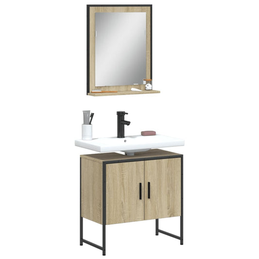 2-delige Badkamerkastenset bewerkt hout sonoma eikenkleurig is nu te koop bij PeponiXL, paradijselijk wonen!