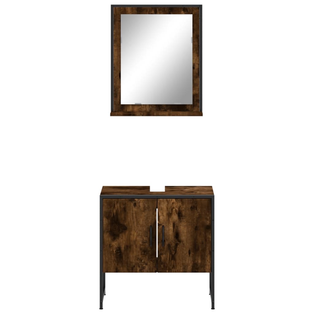 2-delige Badkamerkastenset bewerkt hout gerookt eikenkleurig is nu te koop bij PeponiXL, paradijselijk wonen!