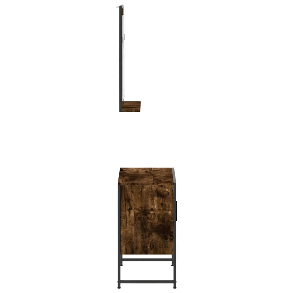 2-delige Badkamerkastenset bewerkt hout gerookt eikenkleurig is nu te koop bij PeponiXL, paradijselijk wonen!