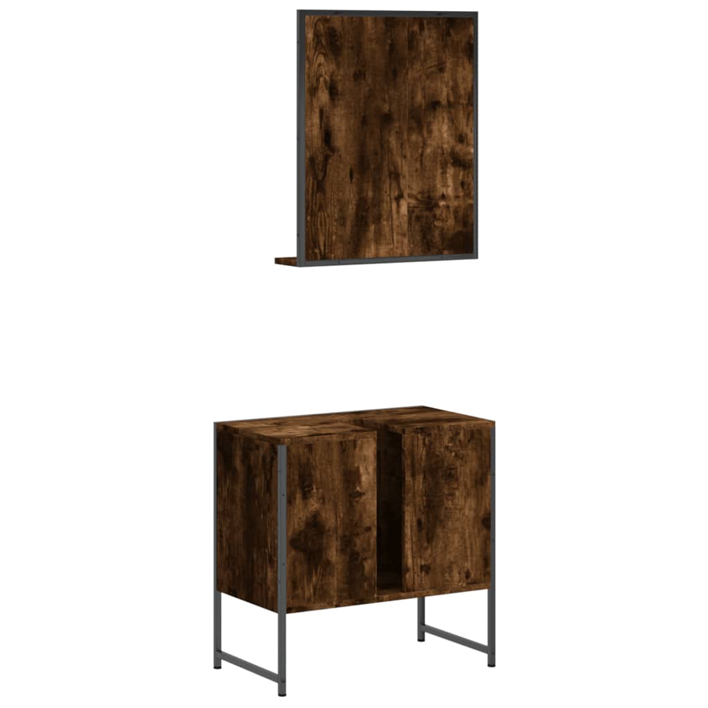 2-delige Badkamerkastenset bewerkt hout gerookt eikenkleurig is nu te koop bij PeponiXL, paradijselijk wonen!
