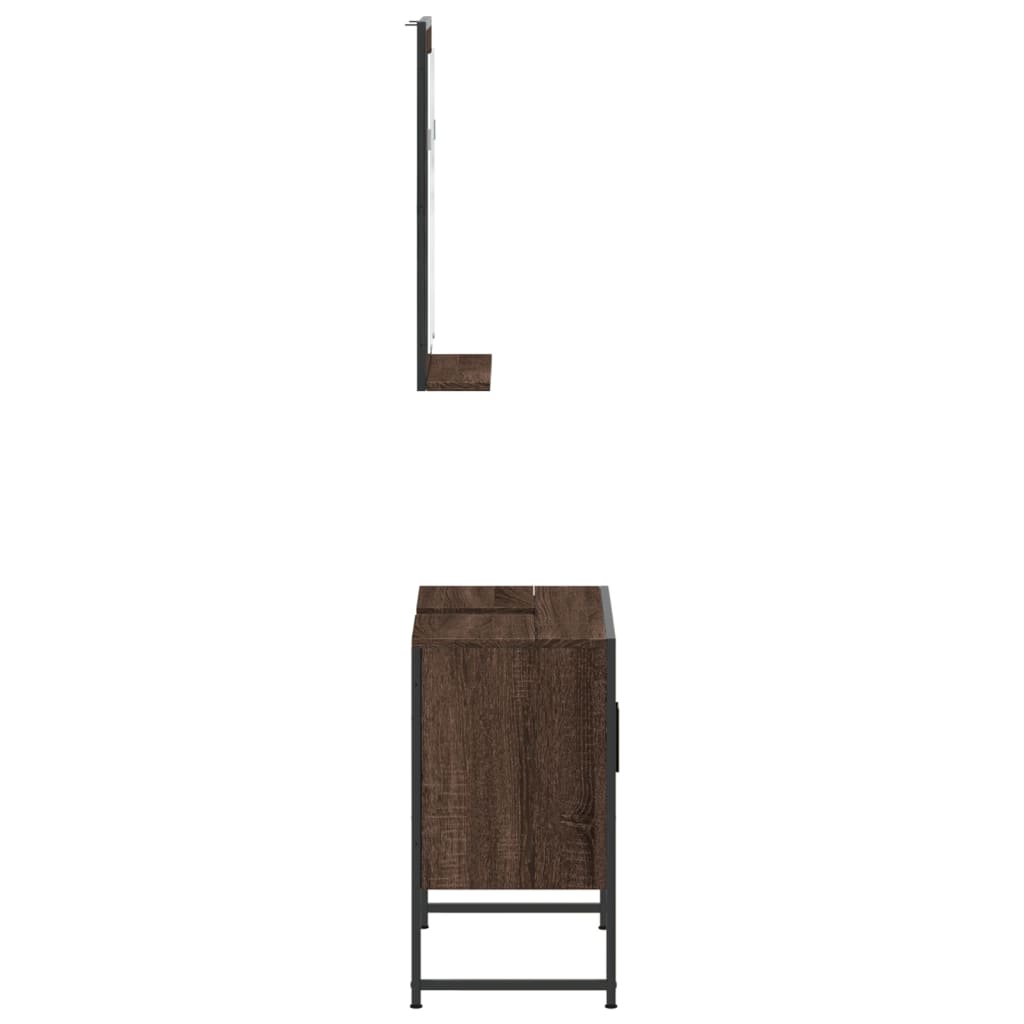 2-delige Badkamerkastenset bewerkt hout bruin eikenkleur is nu te koop bij PeponiXL, paradijselijk wonen!
