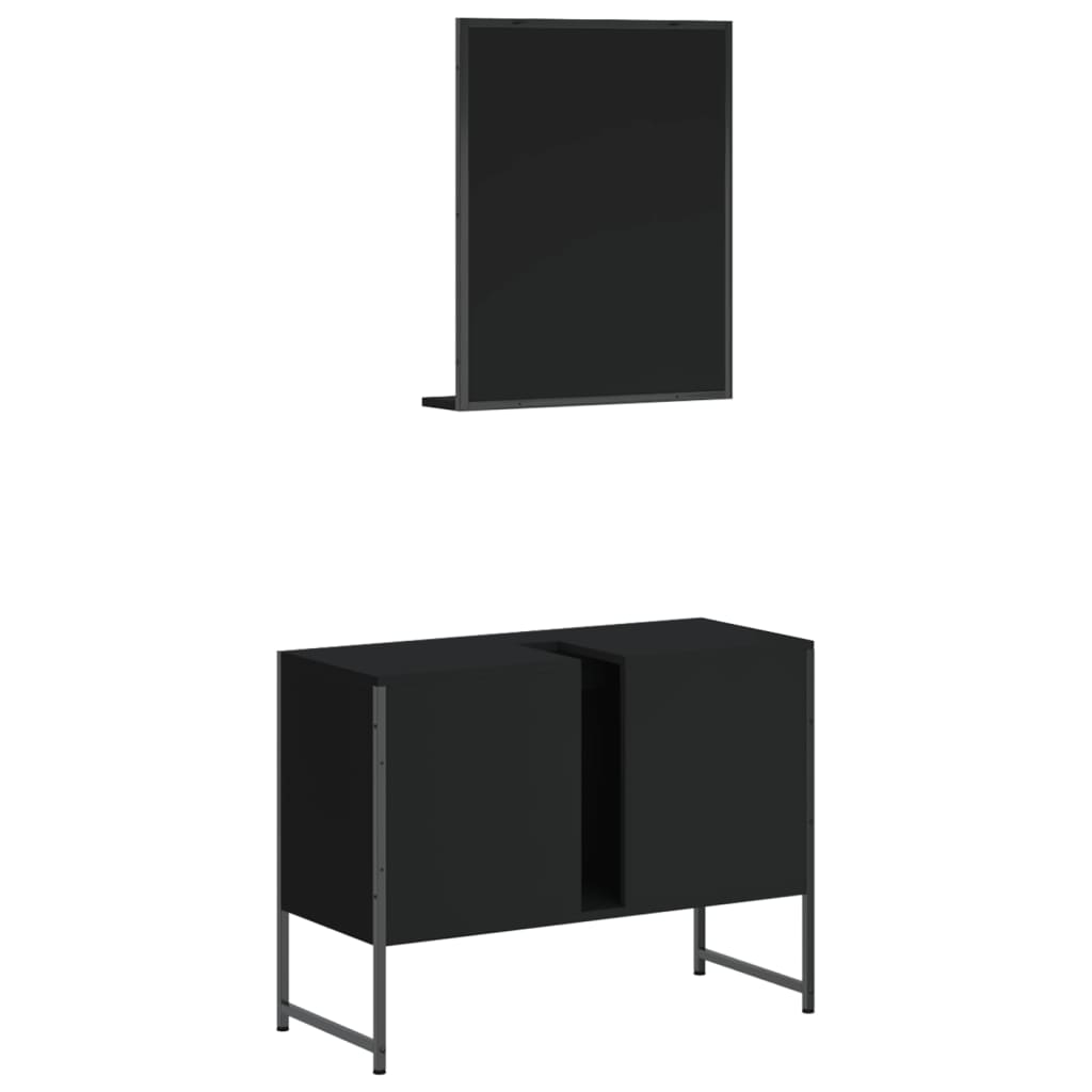 2-delige Badkamermeubelset bewerkt hout zwart is nu te koop bij PeponiXL, paradijselijk wonen!