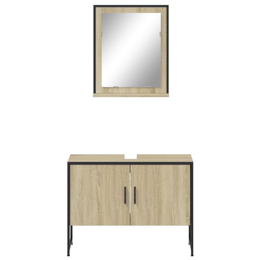 2-delige Badkamermeubelset bewerkt hout sonoma eikenkleurig is nu te koop bij PeponiXL, paradijselijk wonen!