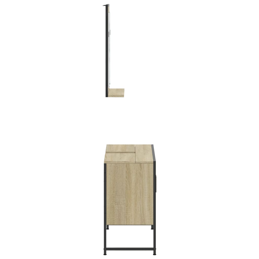 2-delige Badkamermeubelset bewerkt hout sonoma eikenkleurig is nu te koop bij PeponiXL, paradijselijk wonen!