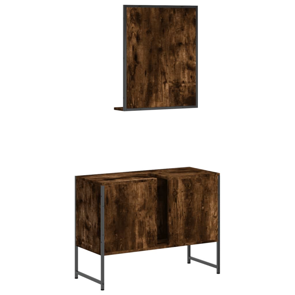 2-delige Badkamermeubelset bewerkt hout gerookt eikenkleurig is nu te koop bij PeponiXL, paradijselijk wonen!