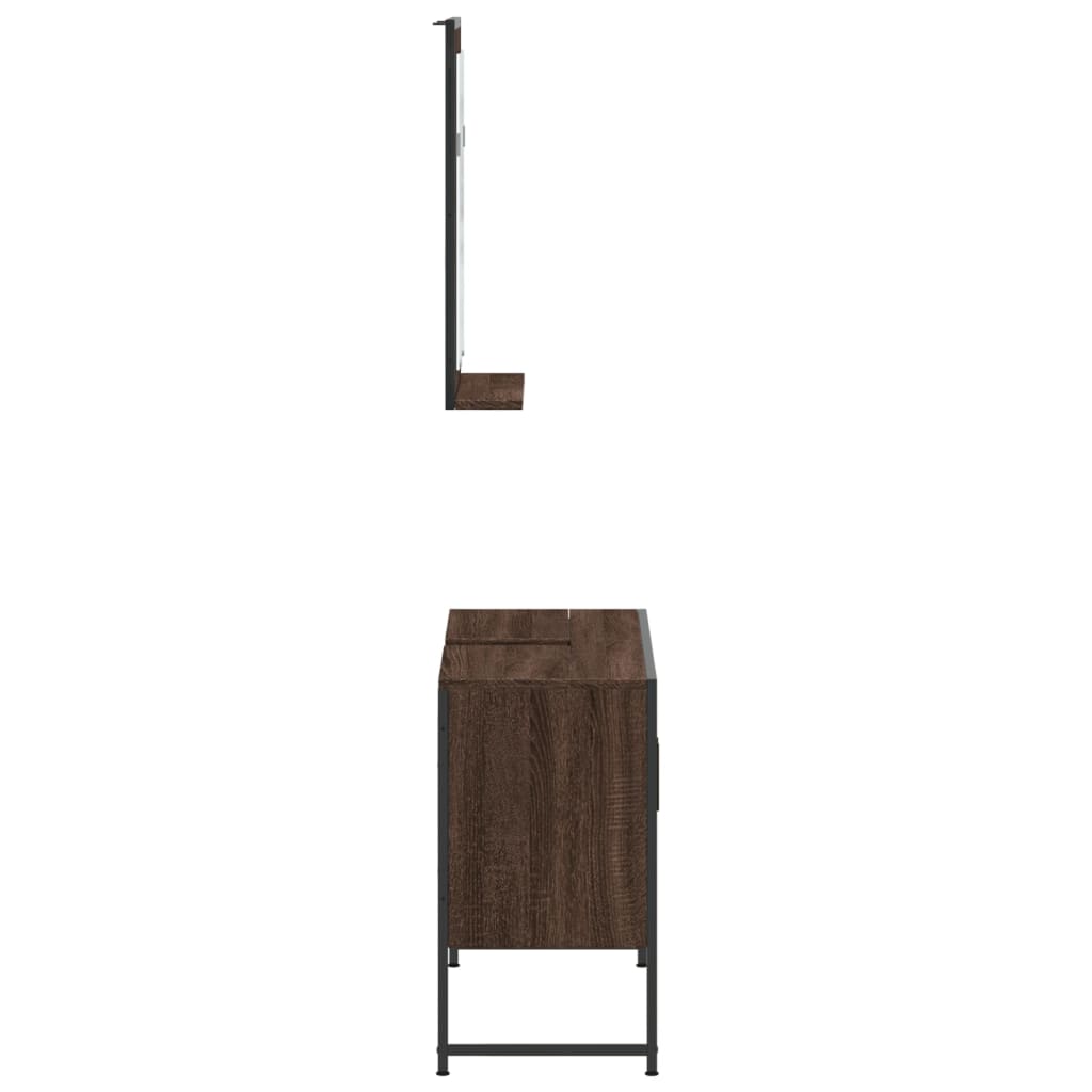 2-delige Badkamermeubelset bewerkt hout bruin eikenkleur is nu te koop bij PeponiXL, paradijselijk wonen!