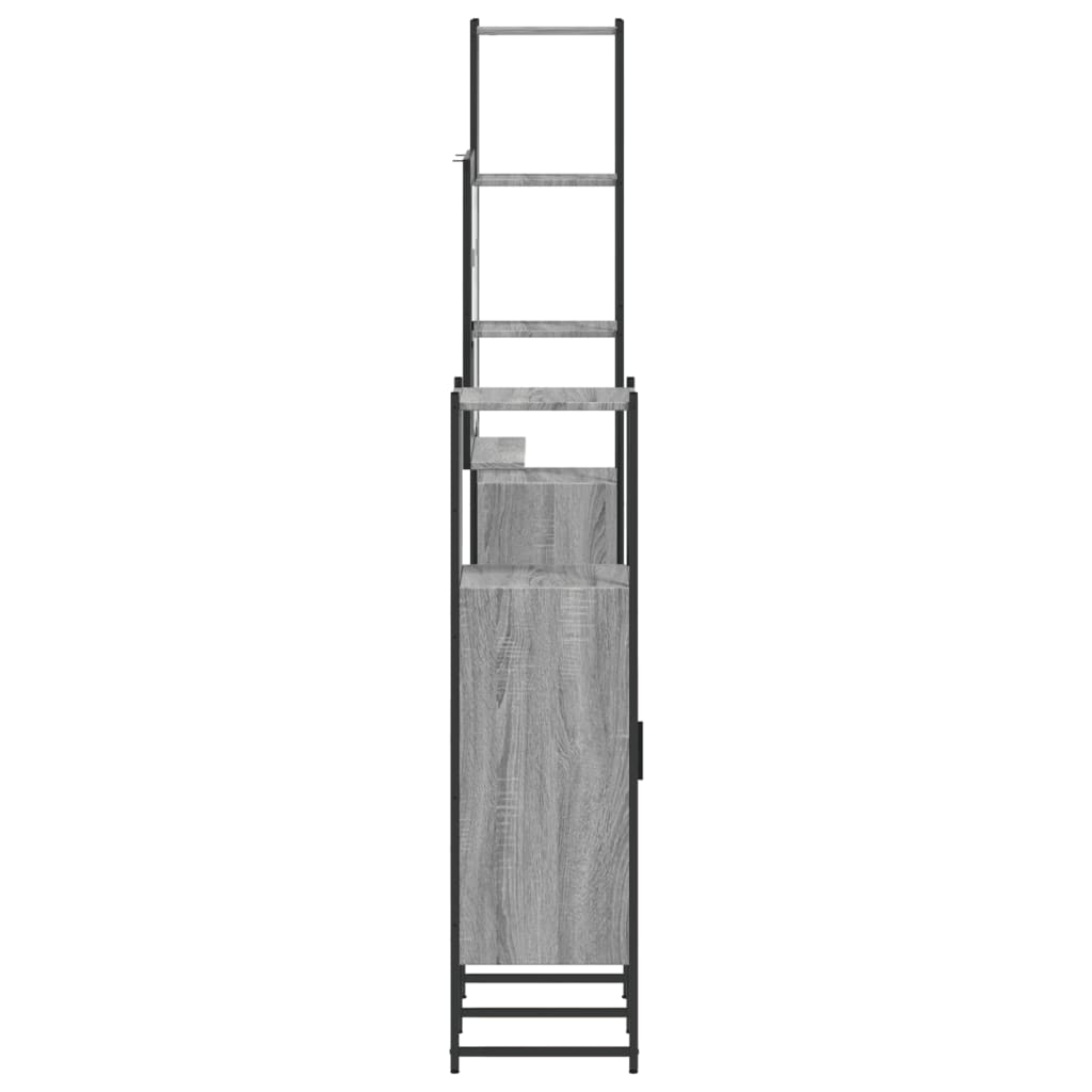 4-delige Badkamermeubelset bewerkt hout grijs sonoma eikenkleur is nu te koop bij PeponiXL, paradijselijk wonen!