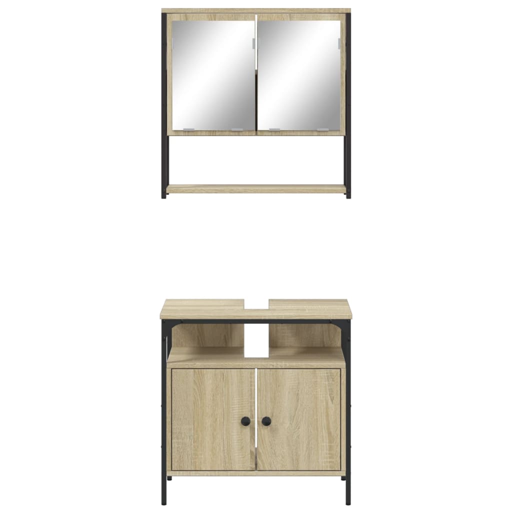 2-delige Badkamermeubelset bewerkt hout sonoma eikenkleurig is nu te koop bij PeponiXL, paradijselijk wonen!