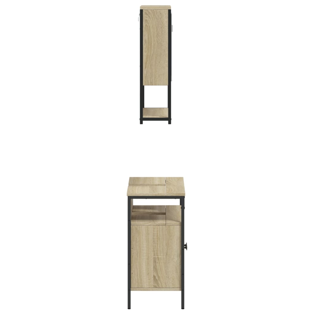 2-delige Badkamermeubelset bewerkt hout sonoma eikenkleurig is nu te koop bij PeponiXL, paradijselijk wonen!
