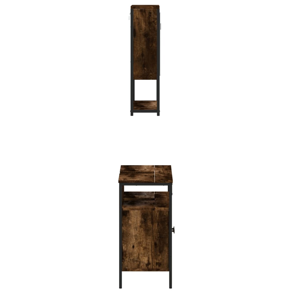 2-delige Badkamermeubelset bewerkt hout gerookt eikenkleurig is nu te koop bij PeponiXL, paradijselijk wonen!