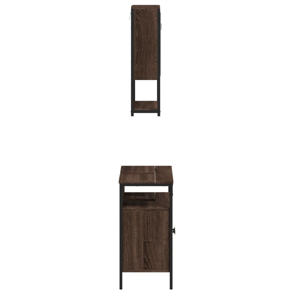 2-delige Badkamermeubelset bewerkt hout bruin eikenkleur is nu te koop bij PeponiXL, paradijselijk wonen!