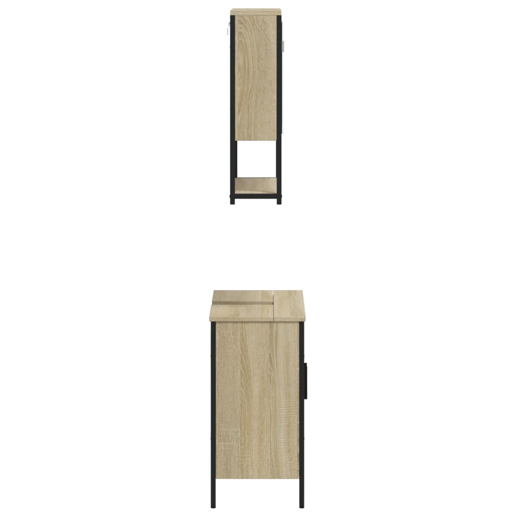 2-delige Badkamermeubelset bewerkt hout sonoma eikenkleurig is nu te koop bij PeponiXL, paradijselijk wonen!