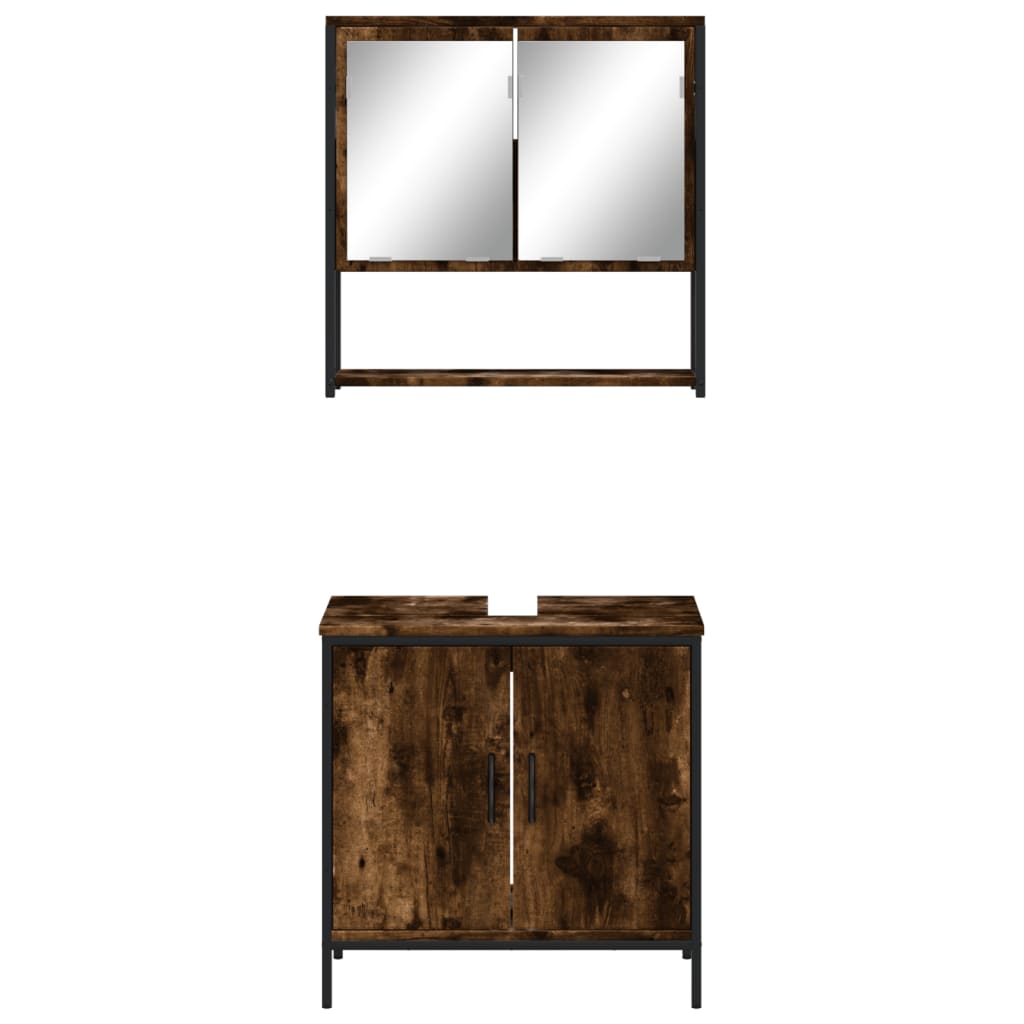 2-delige Badkamermeubelset bewerkt hout gerookt eikenkleurig is nu te koop bij PeponiXL, paradijselijk wonen!
