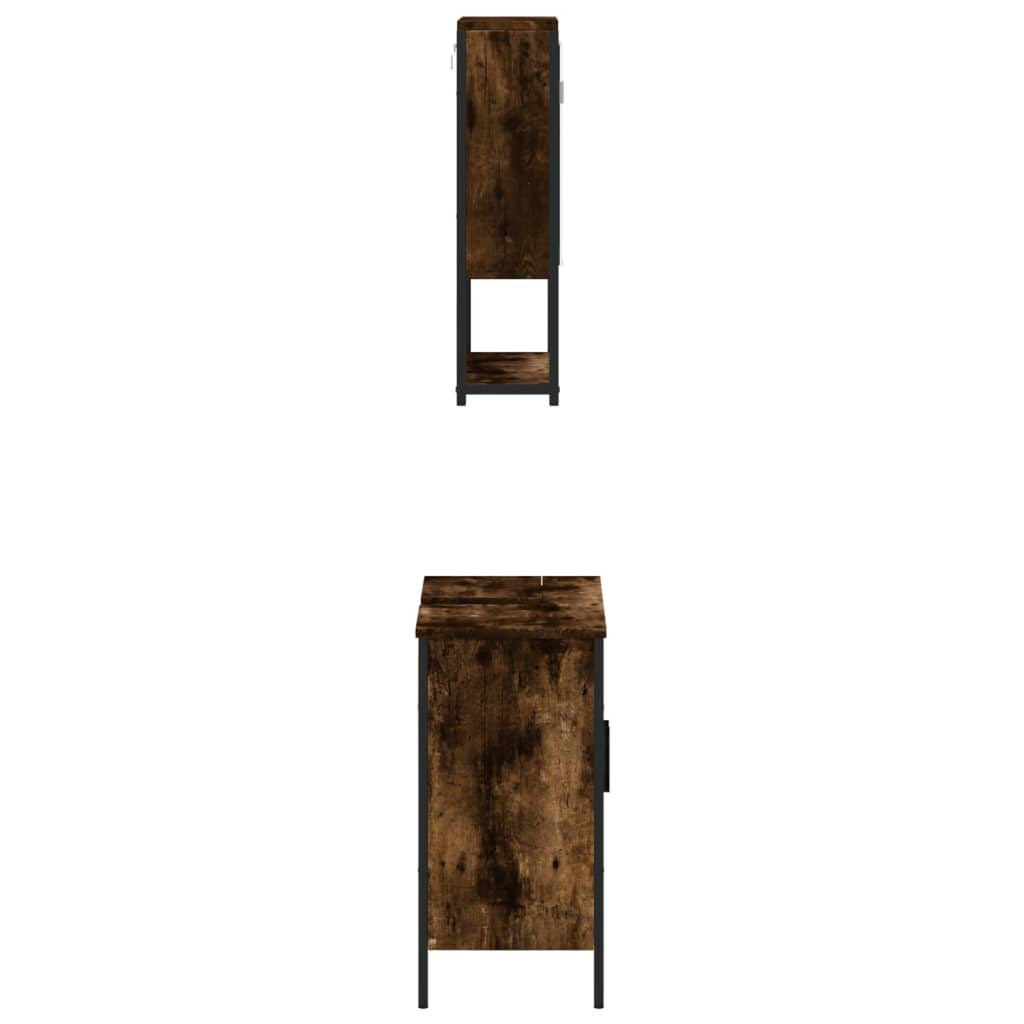 2-delige Badkamermeubelset bewerkt hout gerookt eikenkleurig is nu te koop bij PeponiXL, paradijselijk wonen!