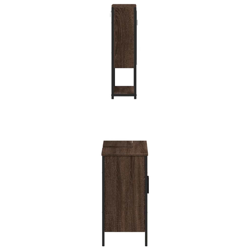 2-delige Badkamermeubelset bewerkt hout bruin eikenkleur is nu te koop bij PeponiXL, paradijselijk wonen!