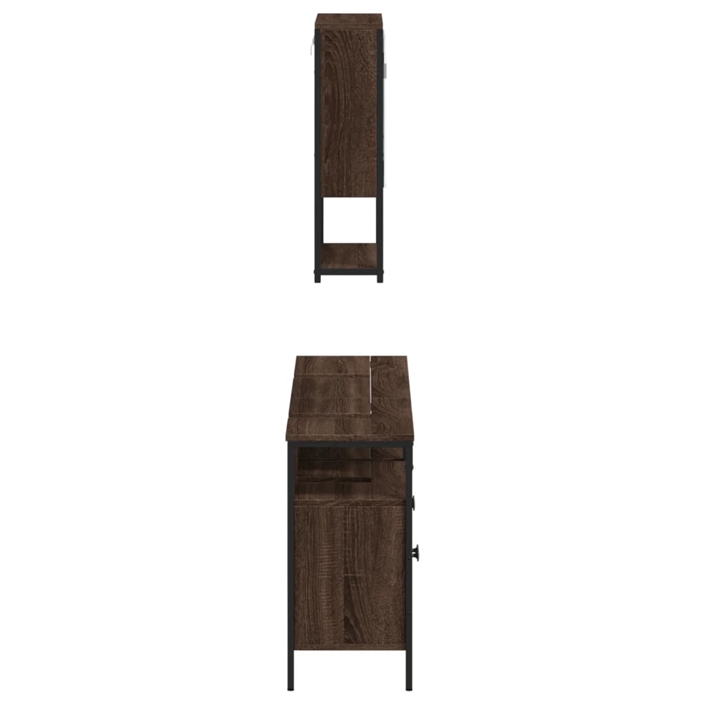 3-delige Badkamermeubelset bewerkt hout bruin eikenkleur is nu te koop bij PeponiXL, paradijselijk wonen!