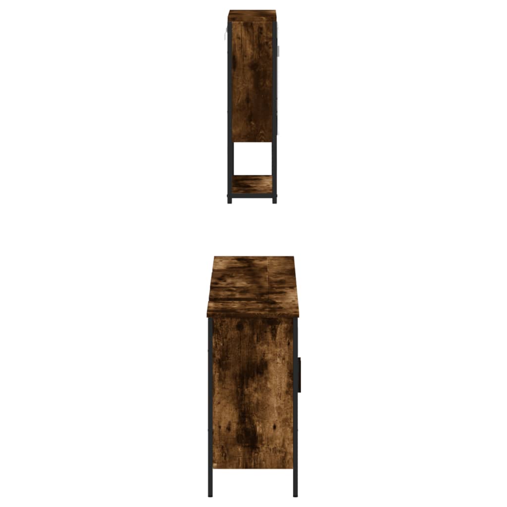 3-delige Badkamermeubelset bewerkt hout gerookt eikenkleurig is nu te koop bij PeponiXL, paradijselijk wonen!
