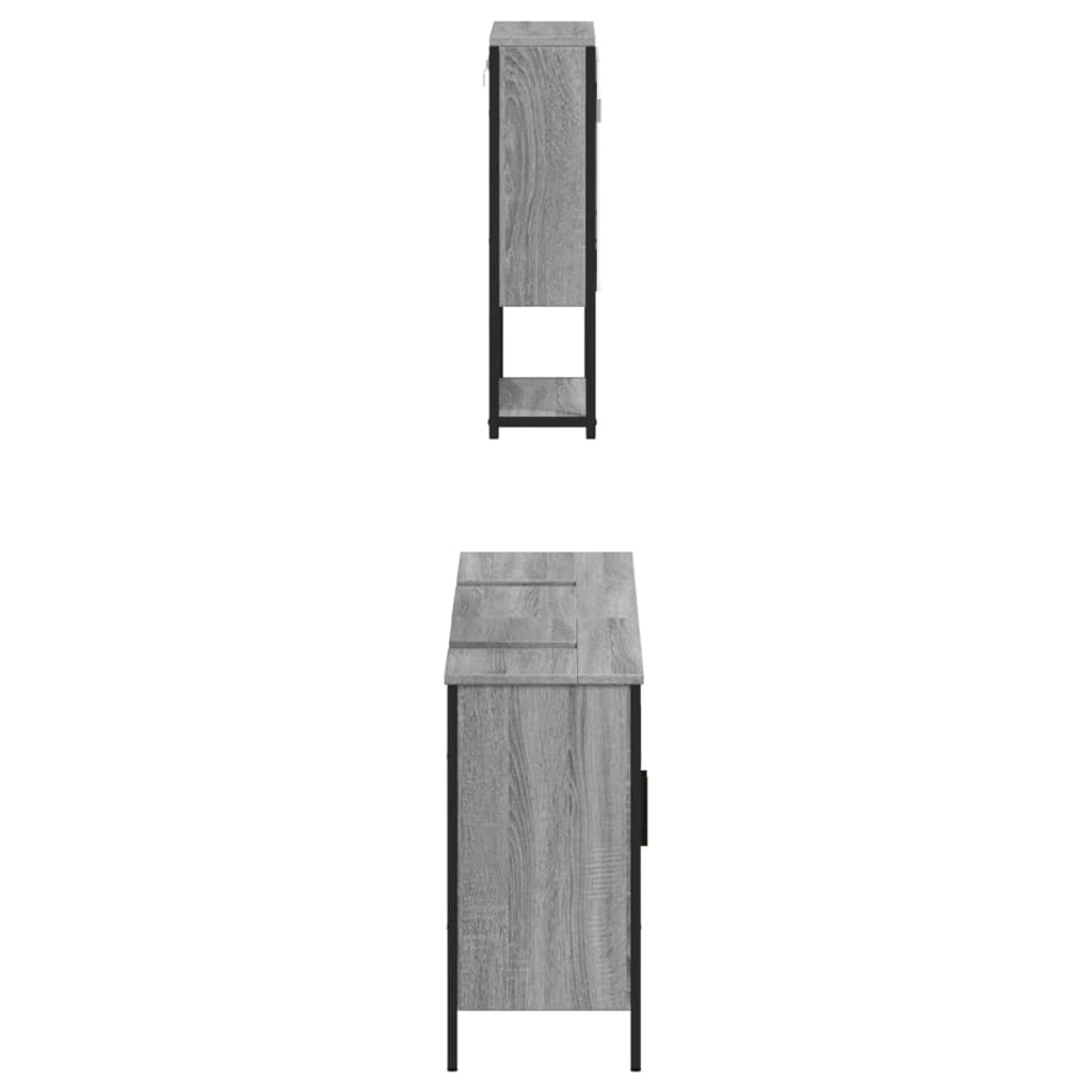 3-delige Badkamermeubelset bewerkt hout grijs sonoma eikenkleur is nu te koop bij PeponiXL, paradijselijk wonen!