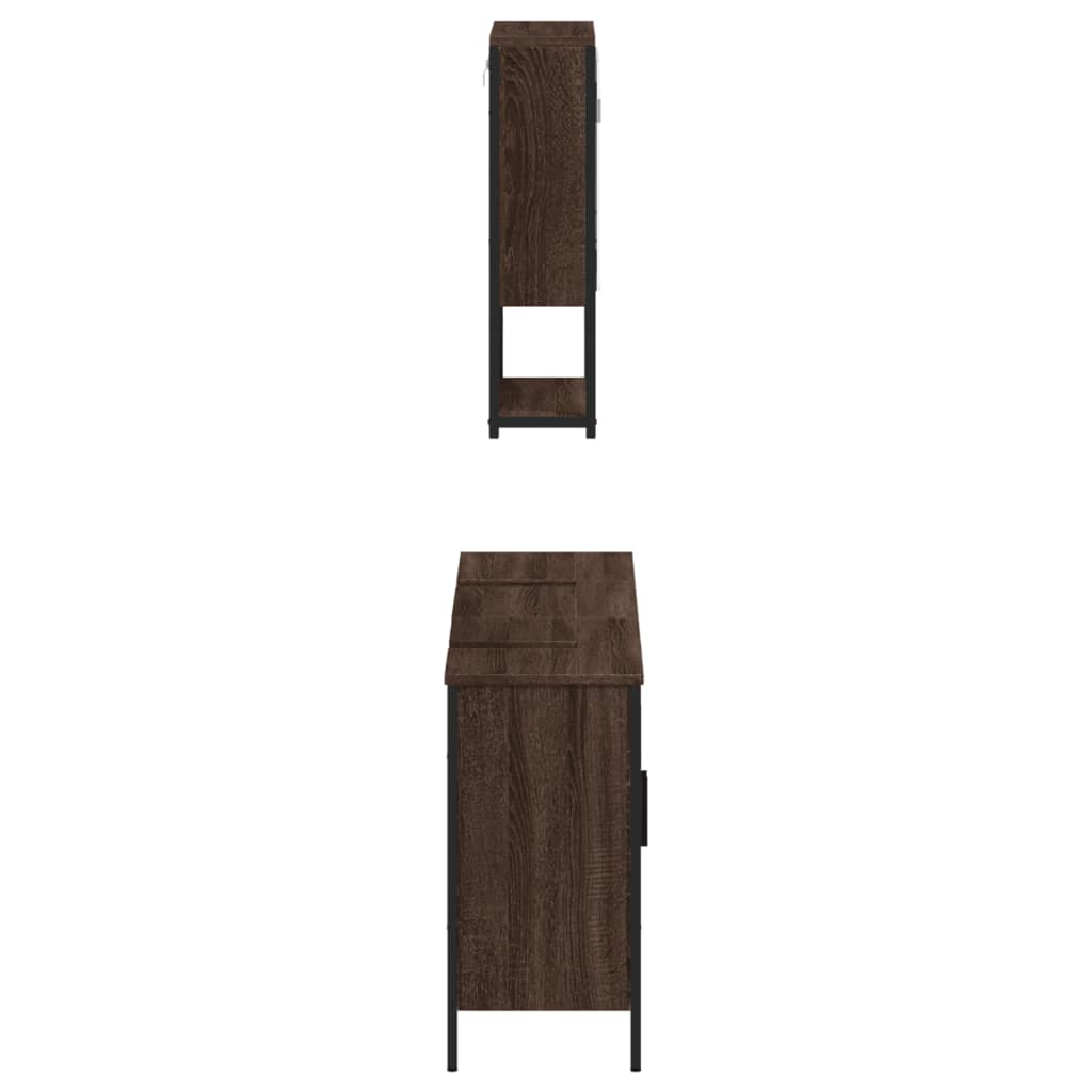 3-delige Badkamermeubelset bewerkt hout bruin eikenkleur is nu te koop bij PeponiXL, paradijselijk wonen!