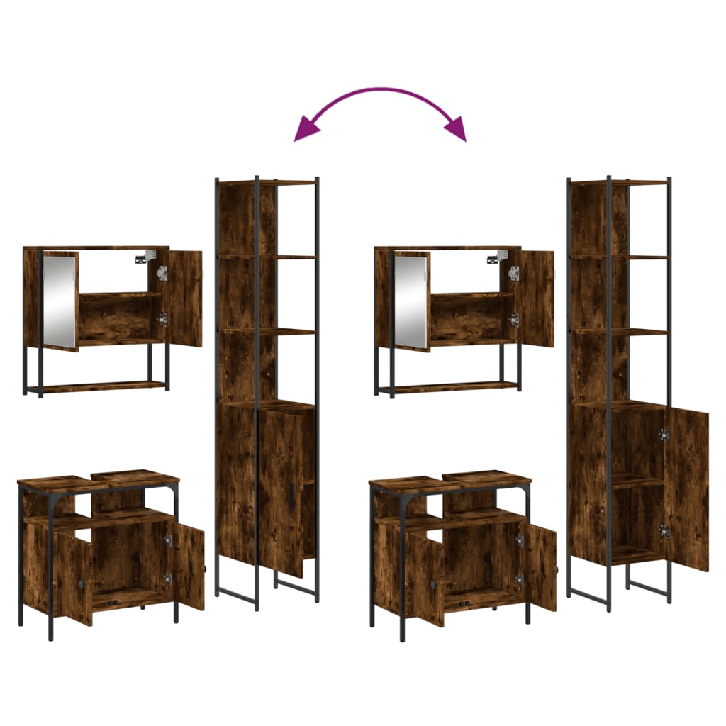 3-delige Badkamermeubelset bewerkt hout gerookt eikenkleurig is nu te koop bij PeponiXL, paradijselijk wonen!