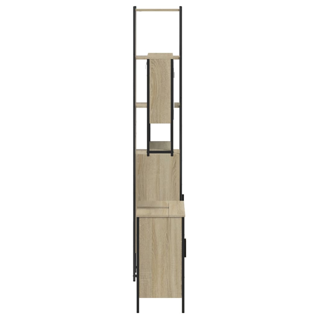 3-delige Badkamermeubelset bewerkt hout sonoma eikenkleurig is nu te koop bij PeponiXL, paradijselijk wonen!