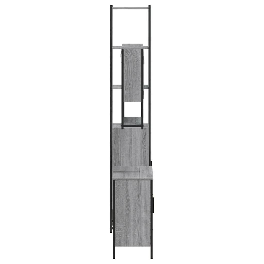3-delige Badkamermeubelset bewerkt hout grijs sonoma eikenkleur is nu te koop bij PeponiXL, paradijselijk wonen!