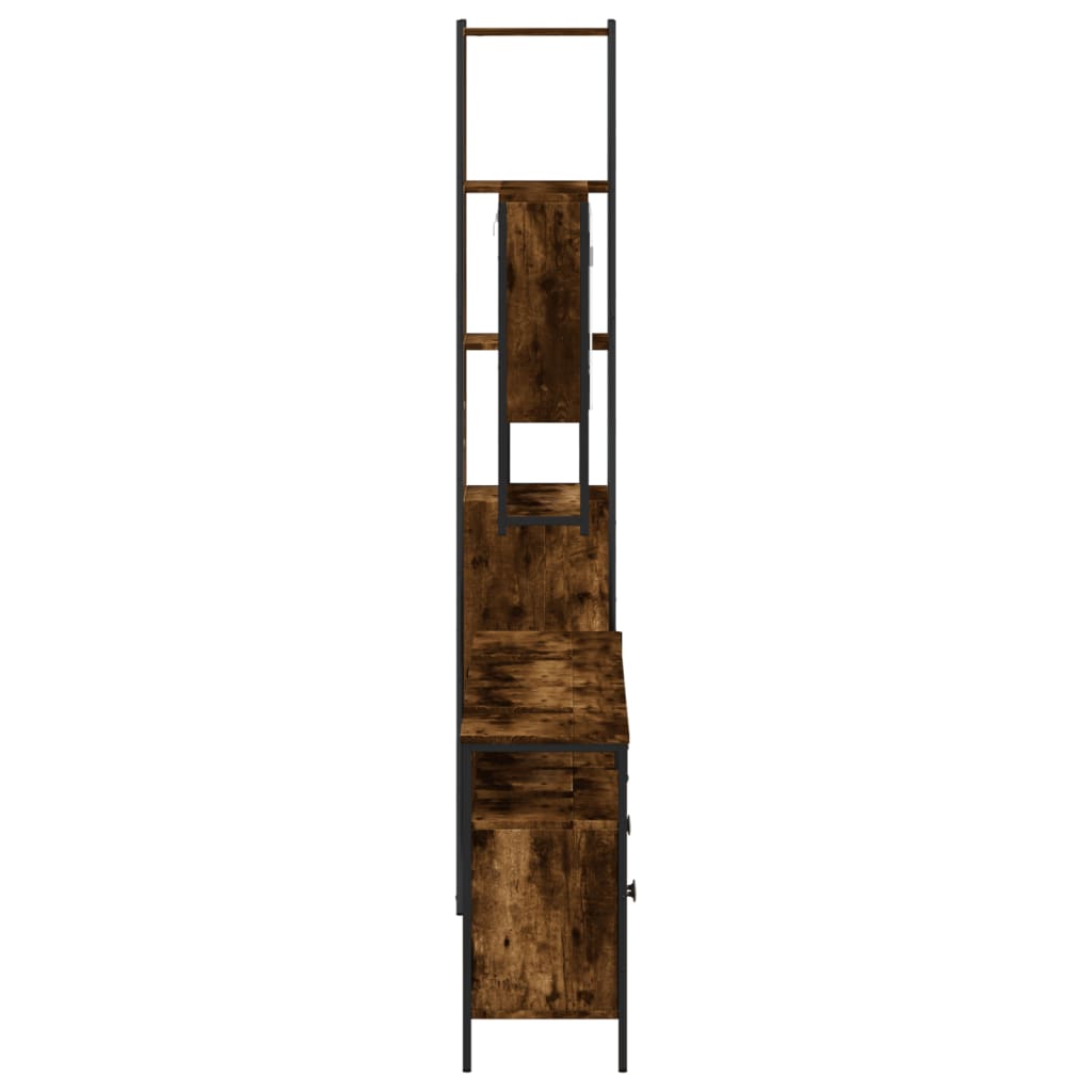 4-delige Badkamermeubelset bewerkt hout gerookt eikenkleurig is nu te koop bij PeponiXL, paradijselijk wonen!