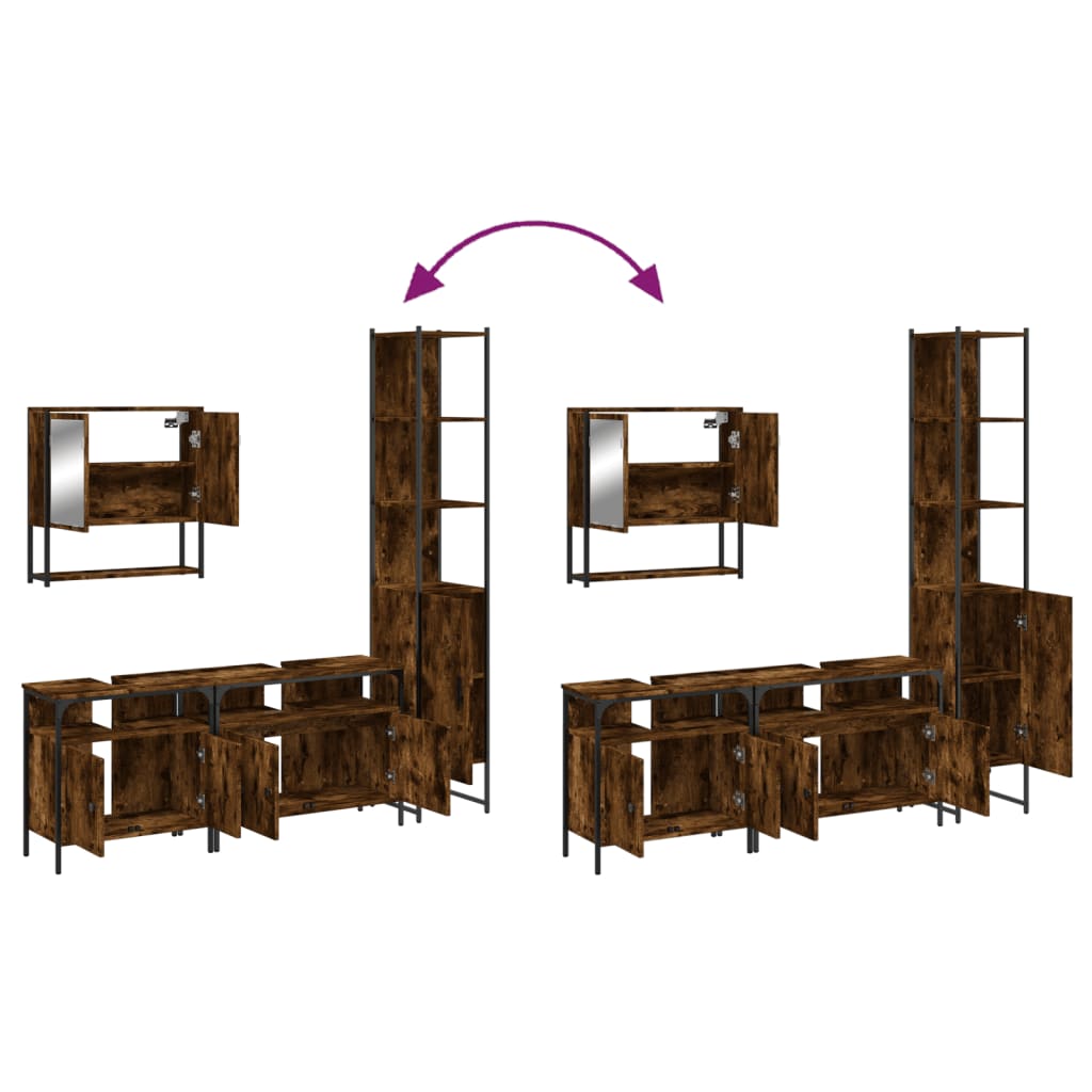 4-delige Badkamermeubelset bewerkt hout gerookt eikenkleurig is nu te koop bij PeponiXL, paradijselijk wonen!