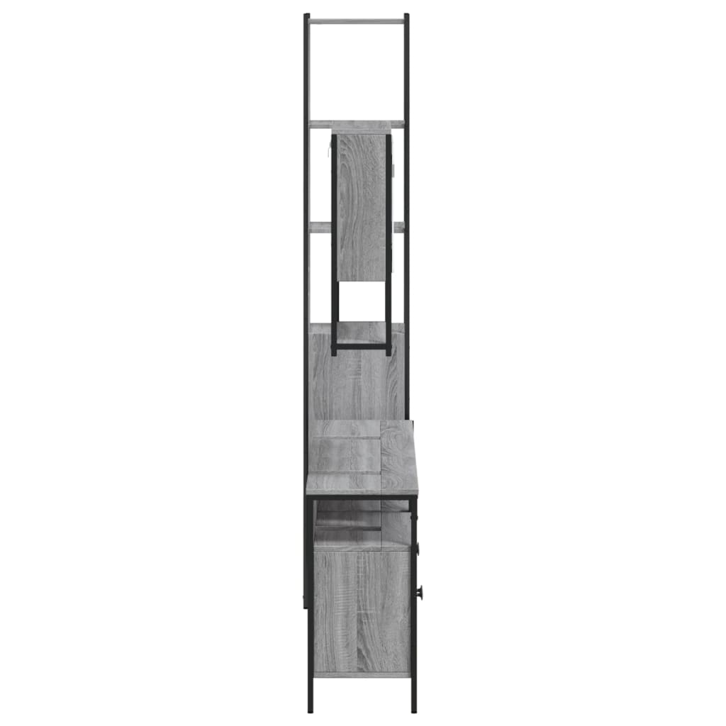 4-delige Badkamermeubelset bewerkt hout grijs sonoma eikenkleur is nu te koop bij PeponiXL, paradijselijk wonen!