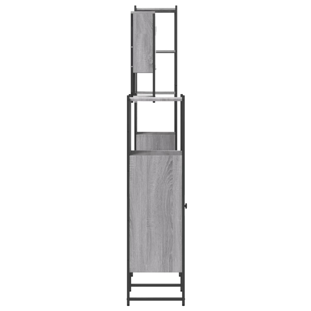 4-delige Badkamermeubelset bewerkt hout grijs sonoma eikenkleur is nu te koop bij PeponiXL, paradijselijk wonen!