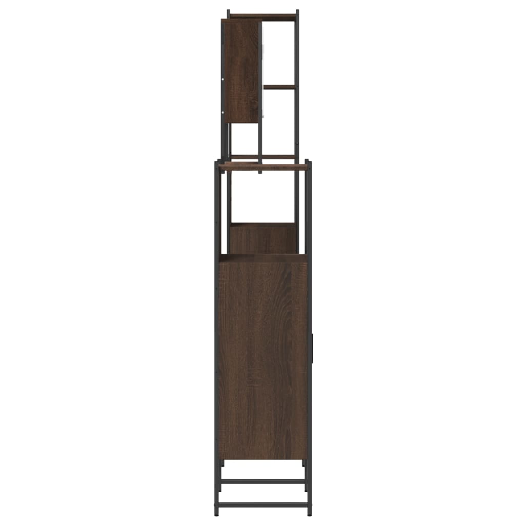 4-delige Badkamermeubelset bewerkt hout bruin eikenkleur is nu te koop bij PeponiXL, paradijselijk wonen!