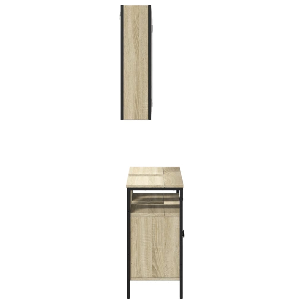 2-delige Badkamermeubelset bewerkt hout sonoma eikenkleurig is nu te koop bij PeponiXL, paradijselijk wonen!