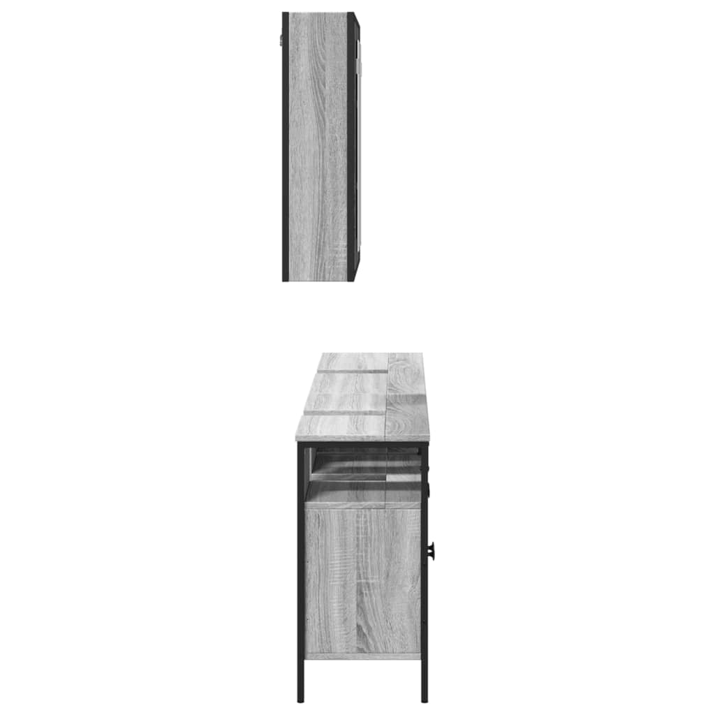 3-delige Badkamermeubelset bewerkt hout grijs sonoma eikenkleur is nu te koop bij PeponiXL, paradijselijk wonen!