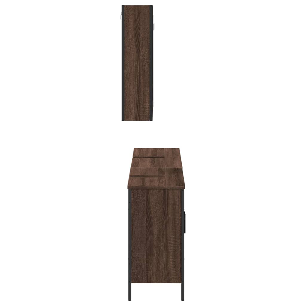 3-delige Badkamermeubelset bewerkt hout bruin eikenkleur is nu te koop bij PeponiXL, paradijselijk wonen!