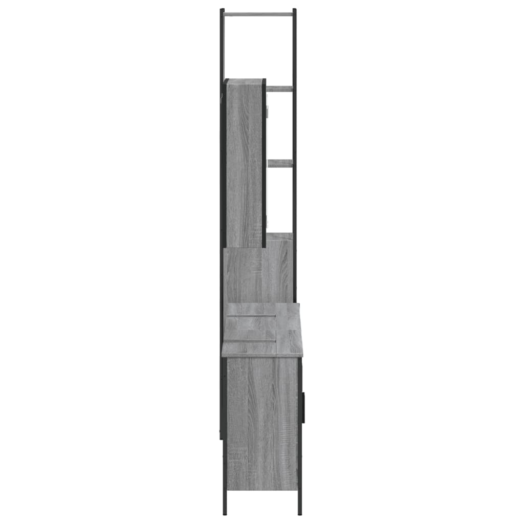 4-delige Badkamermeubelset bewerkt hout grijs sonoma eikenkleur is nu te koop bij PeponiXL, paradijselijk wonen!