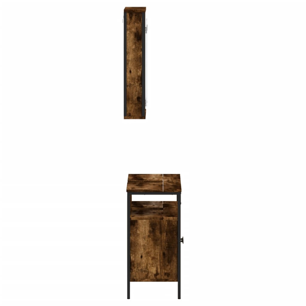 2-delige Badkamermeubelset bewerkt hout gerookt eikenkleurig is nu te koop bij PeponiXL, paradijselijk wonen!