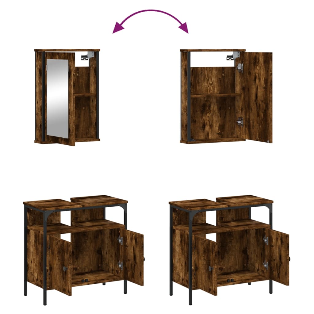 2-delige Badkamermeubelset bewerkt hout gerookt eikenkleurig is nu te koop bij PeponiXL, paradijselijk wonen!