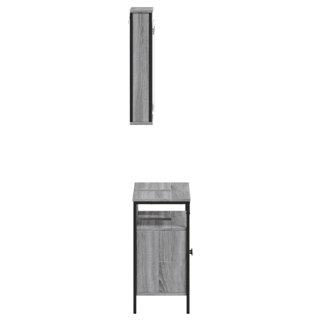 2-delige Badkamermeubelset bewerkt hout grijs sonoma eikenkleur is nu te koop bij PeponiXL, paradijselijk wonen!