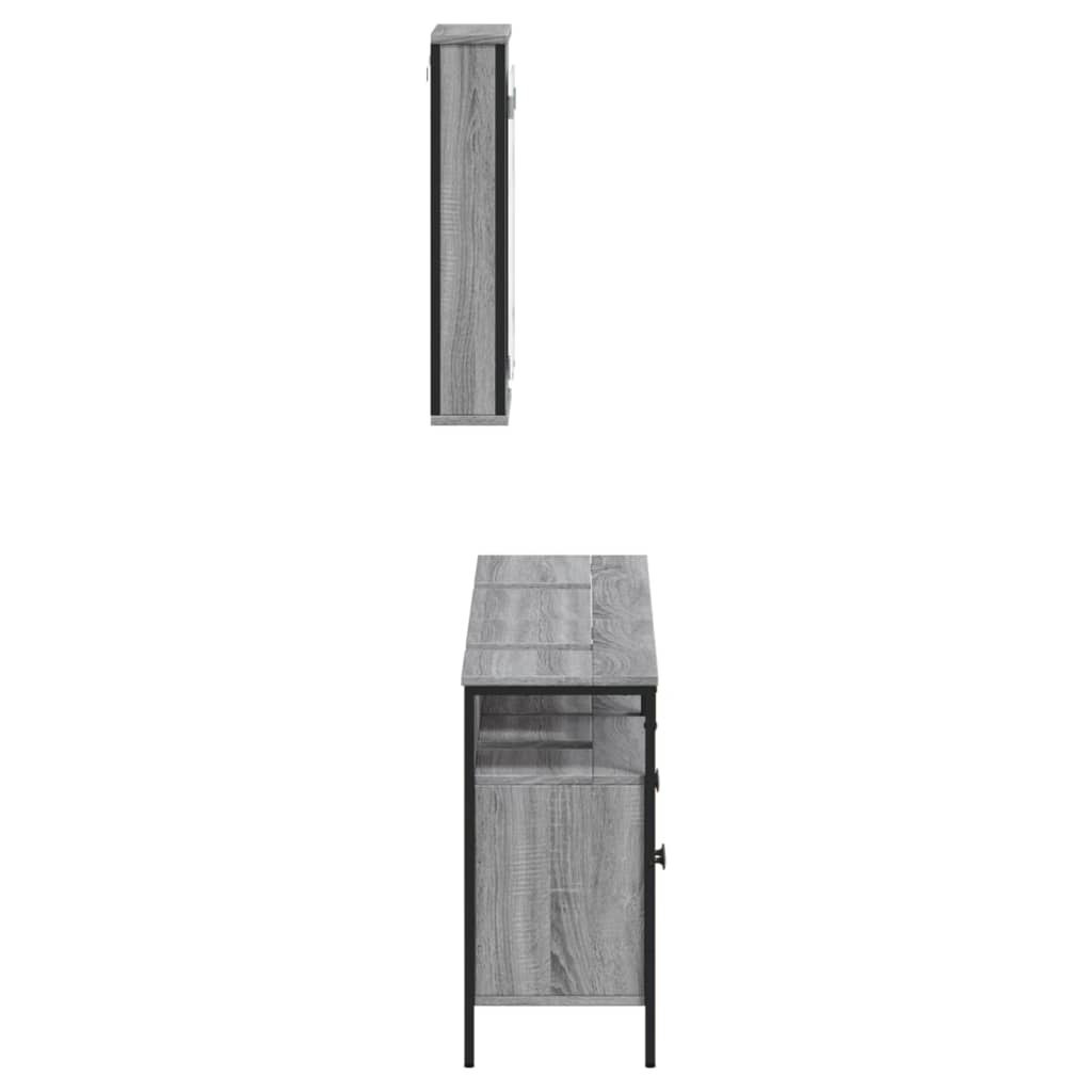 3-delige Badkamermeubelset bewerkt hout grijs sonoma eikenkleur is nu te koop bij PeponiXL, paradijselijk wonen!