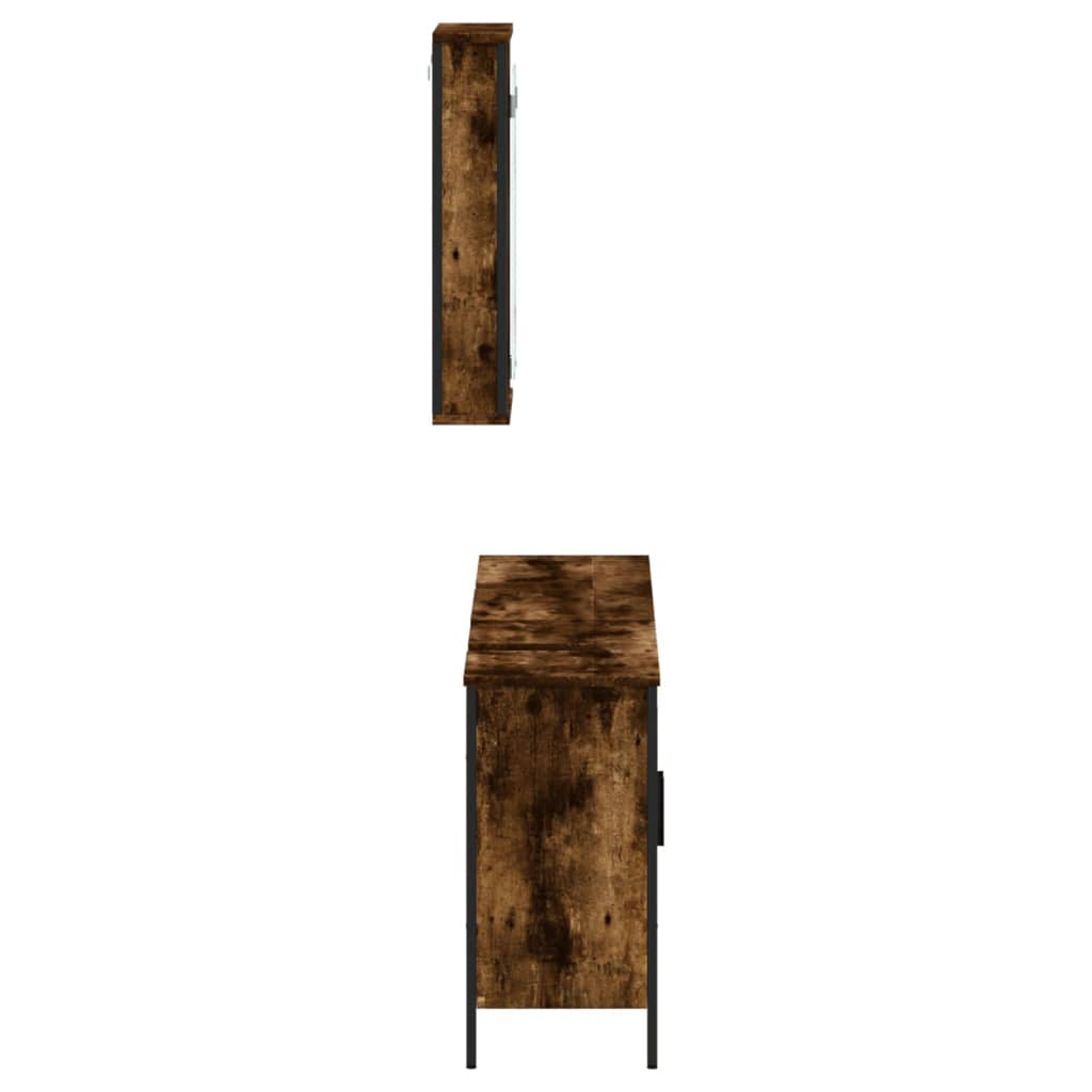 3-delige Badkamermeubelset bewerkt hout gerookt eikenkleurig is nu te koop bij PeponiXL, paradijselijk wonen!