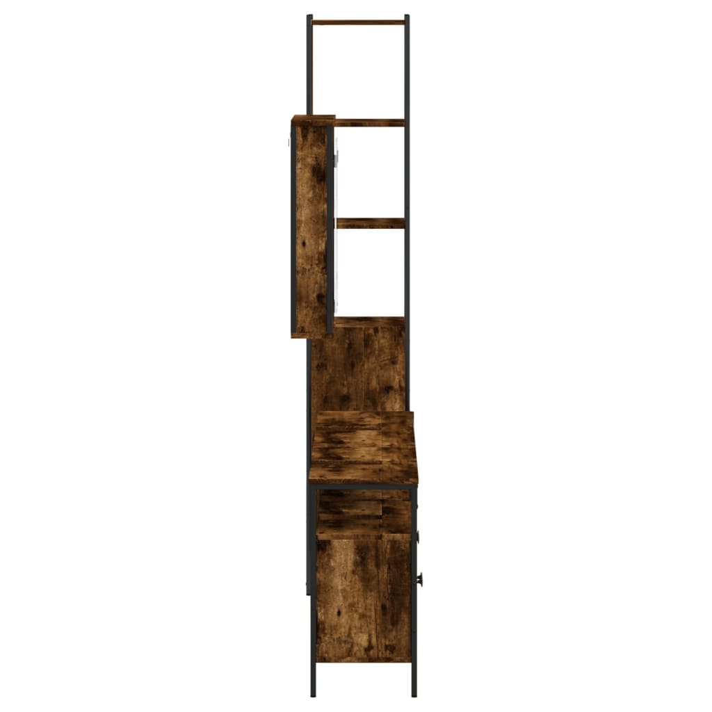 4-delige Badkamermeubelset bewerkt hout gerookt eikenkleurig is nu te koop bij PeponiXL, paradijselijk wonen!