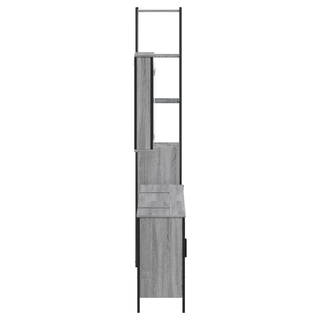 4-delige Badkamermeubelset bewerkt hout grijs sonoma eikenkleur is nu te koop bij PeponiXL, paradijselijk wonen!