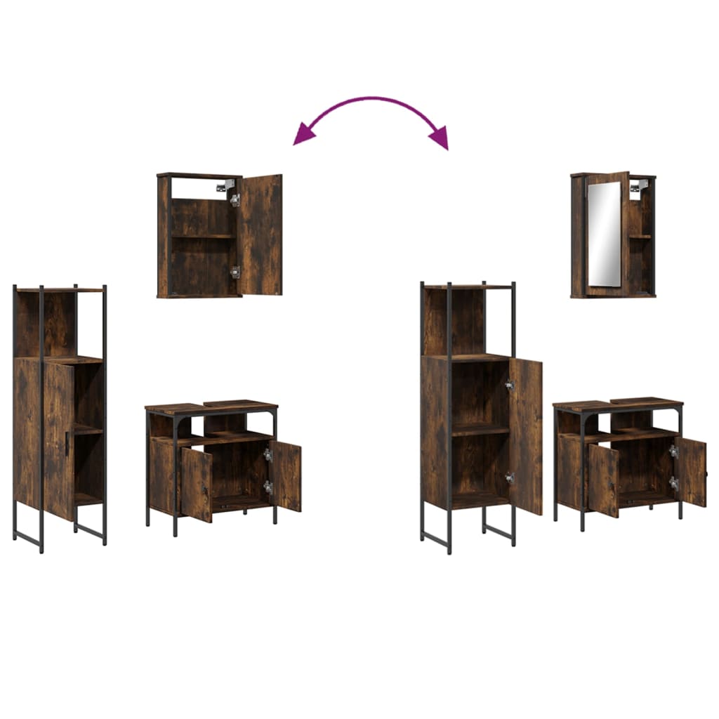 3-delige Badkamermeubelset bewerkt hout gerookt eikenkleurig is nu te koop bij PeponiXL, paradijselijk wonen!
