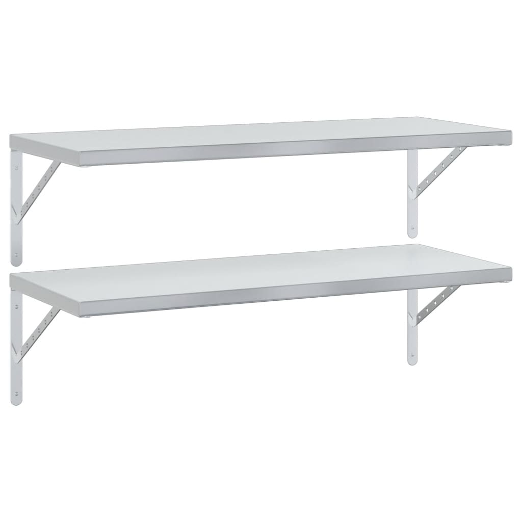 Wandschappen 2 st 100x40 cm roestvrijstaal zilverkleurig is nu te koop bij PeponiXL, paradijselijk wonen!