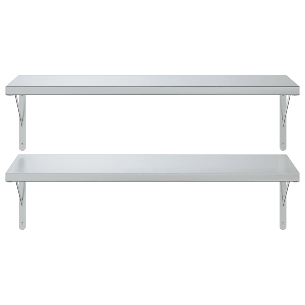Wandschappen 2 st 100x40 cm roestvrijstaal zilverkleurig is nu te koop bij PeponiXL, paradijselijk wonen!